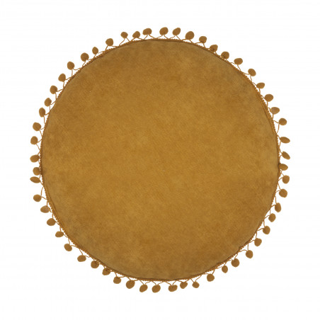 Coussin rond pompons diamètre 40 cm Atmosphera