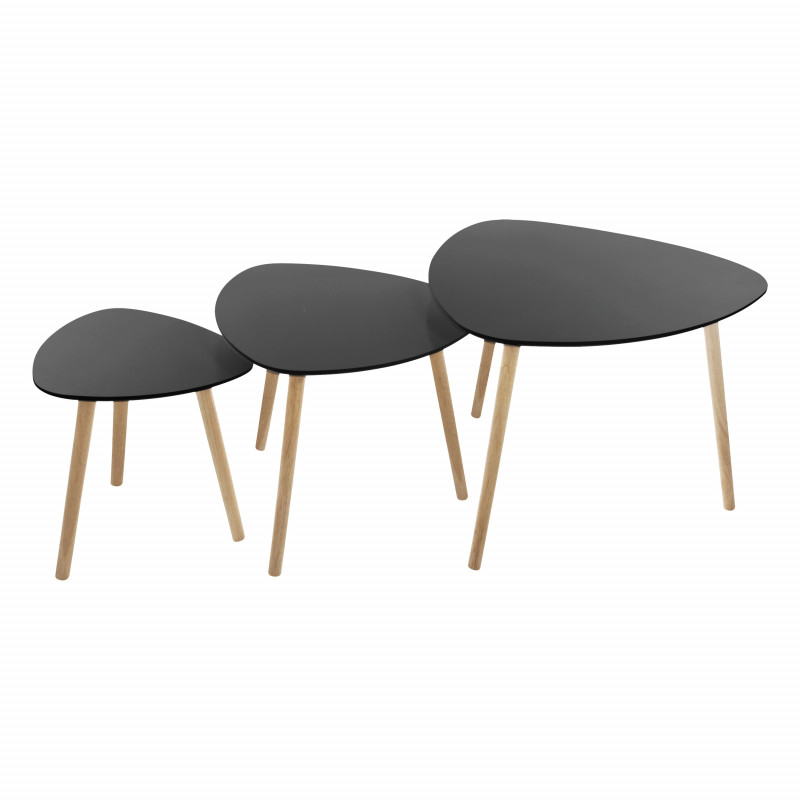 Lot de 3 tables gigognes Bois et Métal Noir "Miléo" Atmosphera
