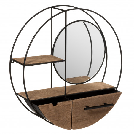 Étagère murale miroir en métal "Soprano" diamètre 50 cm Atmosphera