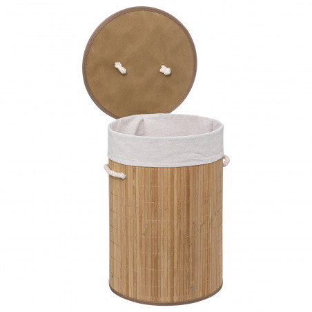 Panier à linge bambou rond 48 litres Atmosphéra
