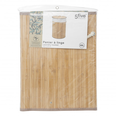 Panier à linge bambou rond 48 litres Atmosphéra