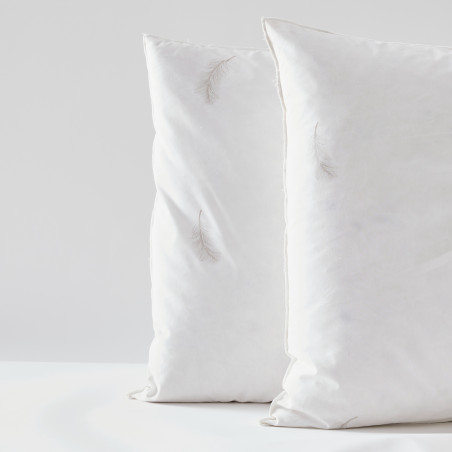Lot de 2 oreillers 60 x 60 cm Gamme Naturelle "Prestige" plumes véritables Blanrêve