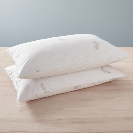 Lot de 2 oreillers 45 x 70 cm Gamme Naturelle "Prestige" plumes véritables Blanrêve