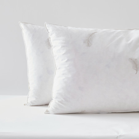 Lot de 2 oreillers 45 x 70 cm Gamme Naturelle "Prestige" plumes véritables Blanrêve
