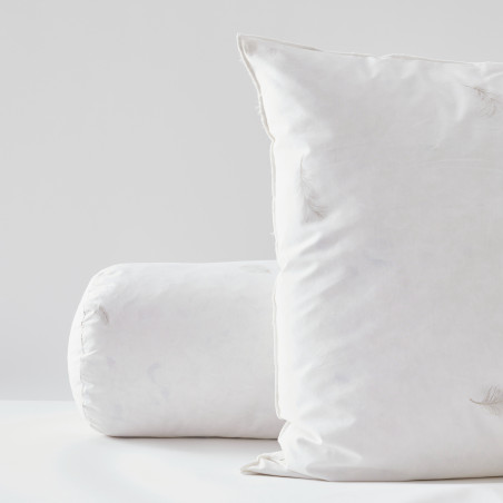 Polochon pour lit 90 + Oreiller 60 x 60 Gamme Naturelle "Prestige" plumes véritables confort moelleux Blanrêve