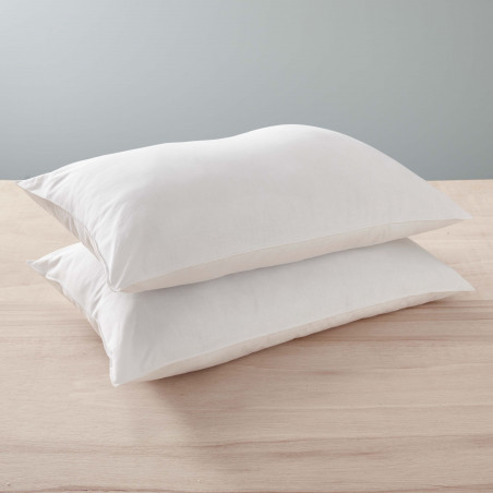 Lot de 2 oreillers 45 x 70 cm Gamme Polycoton "Confort" traité Anti Acarien Soft & care Blanrêve