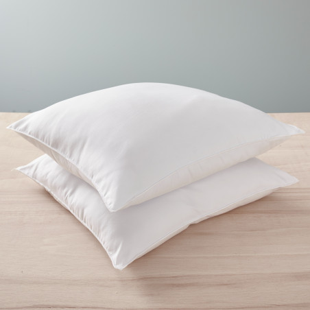 Lot de 2 oreillers 60 x 60 cm Gamme Microfibre "Douceur" traité Anti Acarien Soft & care Blanrêve
