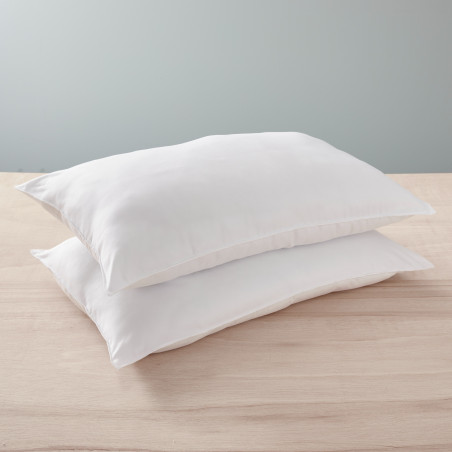 Lot de 2 oreillers 45 x 70 cm Gamme Microfibre "Douceur" traité Anti Acarien Soft & care Blanrêve