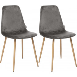 Lot de 2 chaises style Vintage "Marylin" Velours & pieds métal imitation hêtre Atmosphera