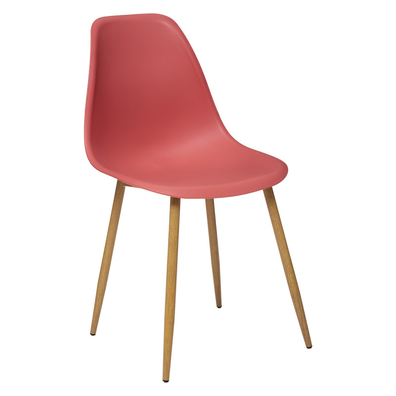 Chaise style scandinave "Ava" pieds métal imitation chêne Atmosphera