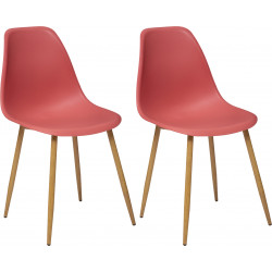 Lot de 2 chaises style scandinave "Ava" pieds métal imitation chêne Atmosphera