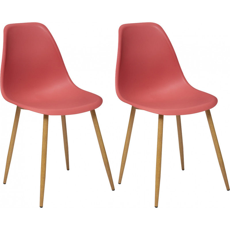 Lot de 2 chaises style scandinave "Ava" pieds métal imitation chêne Atmosphera