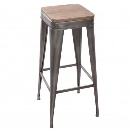 Tabouret métal "Joris" grand modèle métal & bois Atmosphera