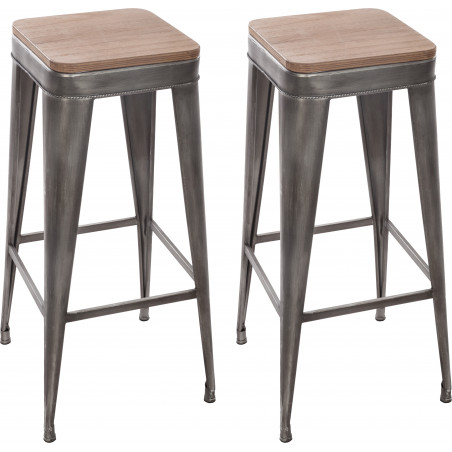 Lot de 2 tabourets métal "Joris" grand modèle métal & bois Atmosphera