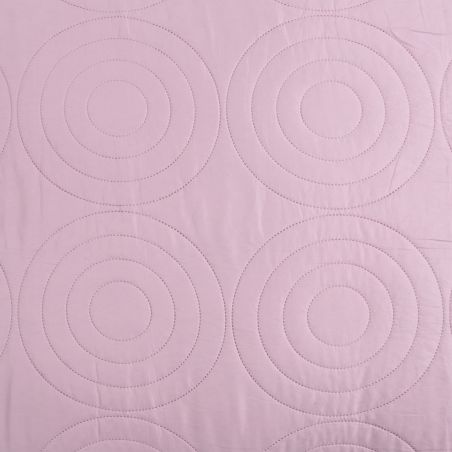 Couvre lit boutis 7 pièces bicolore "Piquage Circle" Prune / Rose poudré