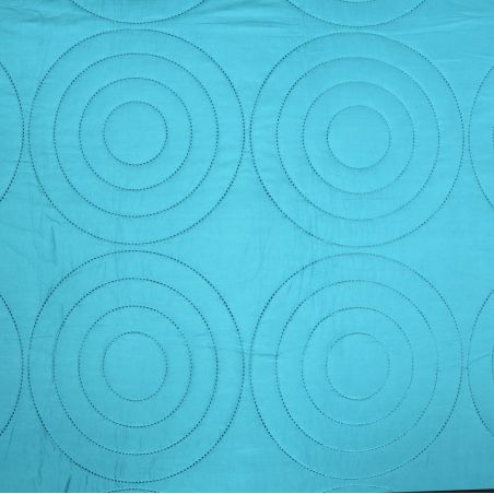 Couvre lit boutis 7 pièces bicolore "Piquage Circle" Marine / Turquoise