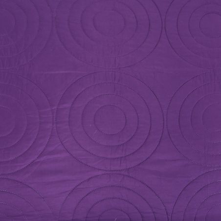 Couvre lit boutis 7 pièces uni "Piquage Circle" Prune