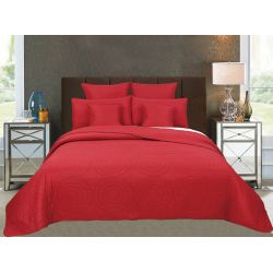 Couvre lit boutis 7 pièces uni "Piquage Circle" Rouge