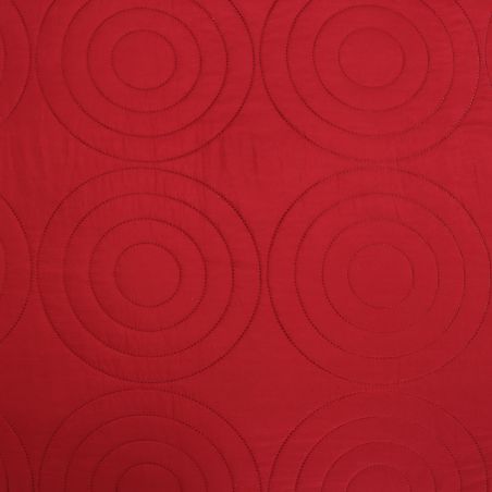 Couvre lit boutis 7 pièces uni "Piquage Circle" Rouge