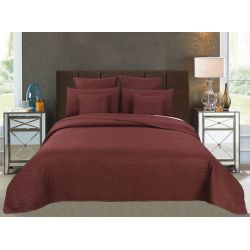 Couvre lit boutis 7 pièces uni "Piquage Circle" Choco