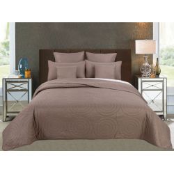 Couvre lit boutis 7 pièces uni "Piquage Circle" Taupe