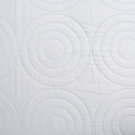 Couvre lit boutis 7 pièces uni "piquage Circle" Blanc