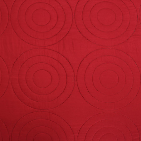 Couvre lit boutis 4 pièces uni "Piquage Circle" Rouge