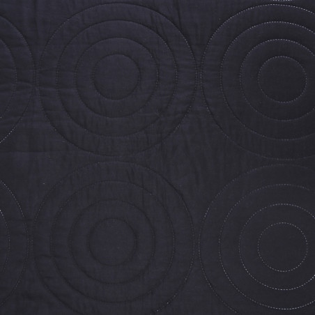 Couvre lit boutis 4 pièces uni "Piquage Circle" Noir
