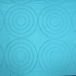 Couvre lit boutis 4 pièces uni "Piquage Circle" Turquoise
