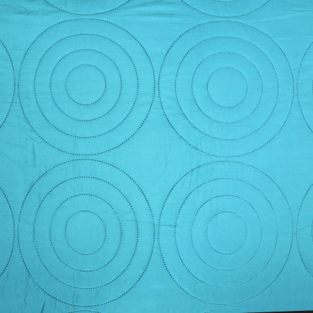 Couvre lit boutis 4 pièces uni "Piquage Circle" Turquoise