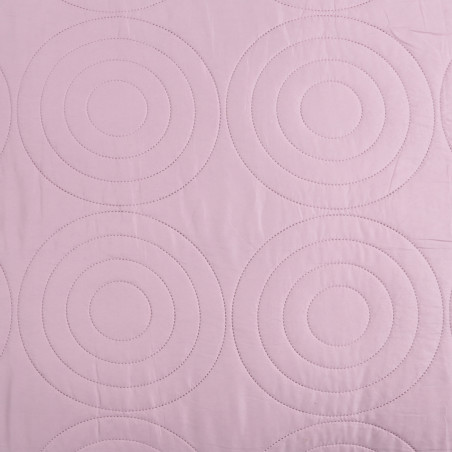 Couvre lit boutis 4 pièces bicolore "Piquage Circle" Prune / Rose poudré