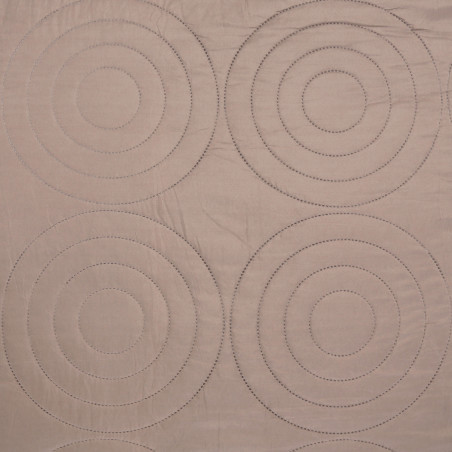 Couvre lit boutis 4 pièces bicolore "Piquage Circle" Taupe / Naturel