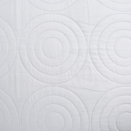 Couvre lit boutis 4 pièces uni "piquage Circle" Blanc
