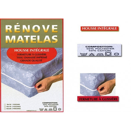 Housse à matelas damassé 140 x 190 cm - Rénove matelas