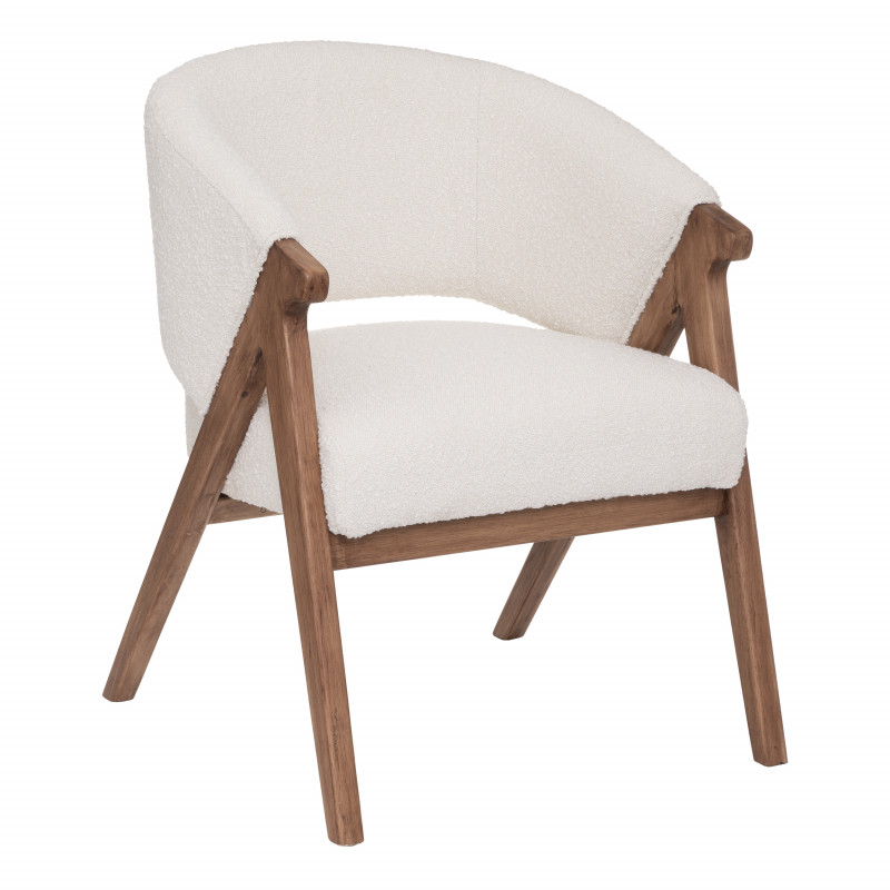 Fauteuil Style Rétro "Amza" Bouclette Blanc Atmosphera