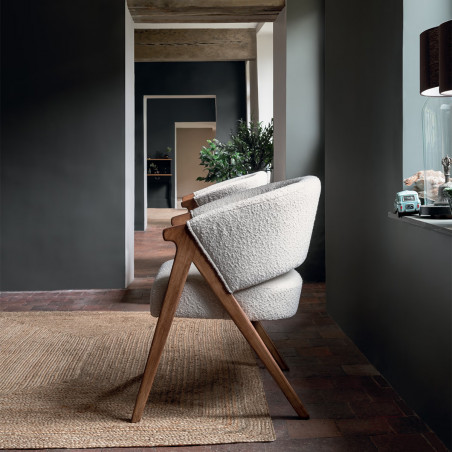Fauteuil Style Rétro "Amza" Bouclette Blanc Atmosphera