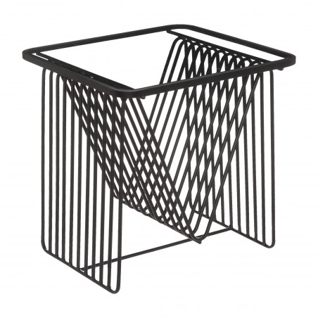 Table d'appoint porte revues "Megan" Noire Métal & Verre trempé Atmosphera
