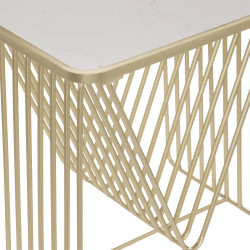 Table d'appoint porte revues "Megan" Dorée Métal & Marbre Atmosphera