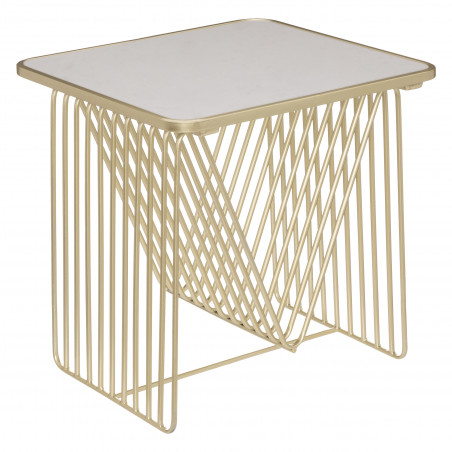 Table d'appoint porte revues "Megan" Dorée Métal & Marbre Atmosphera
