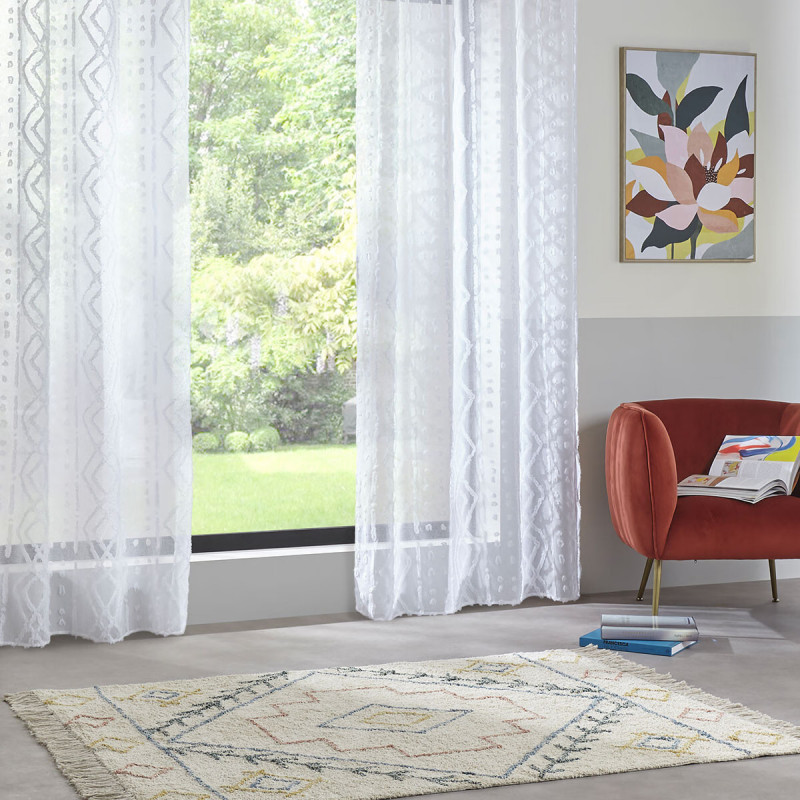Voilage Jacquard "Sama" tamisant 140 x 240 cm Atmosphera