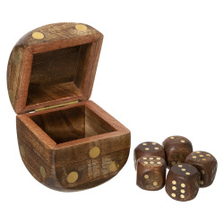 Jeu de dés en manguier et métal 6,5 x 6,5 cm Atmosphera