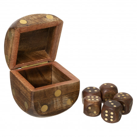 Jeu de dés en manguier et métal 6,5 x 6,5 cm Atmosphera