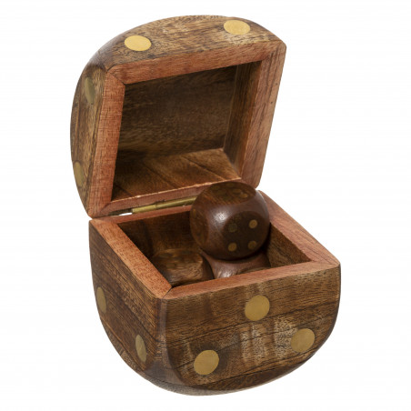 Jeu de dés en manguier et métal 6,5 x 6,5 cm Atmosphera
