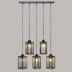Suspension style loft new-yorkais "Hune" métal noir Atmosphera