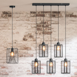 Suspension style loft new-yorkais "Hune" métal noir Atmosphera