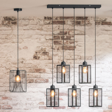 Suspension style loft new-yorkais "Hune" métal noir Atmosphera