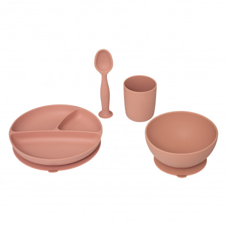 Ensemble 4 pièces repas silicone "Terracotta" pour bébé Atmosphera