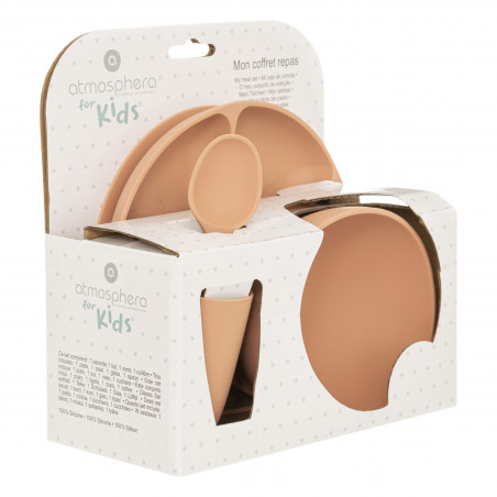 Ensemble 4 pièces repas silicone "Terracotta" pour bébé Atmosphera