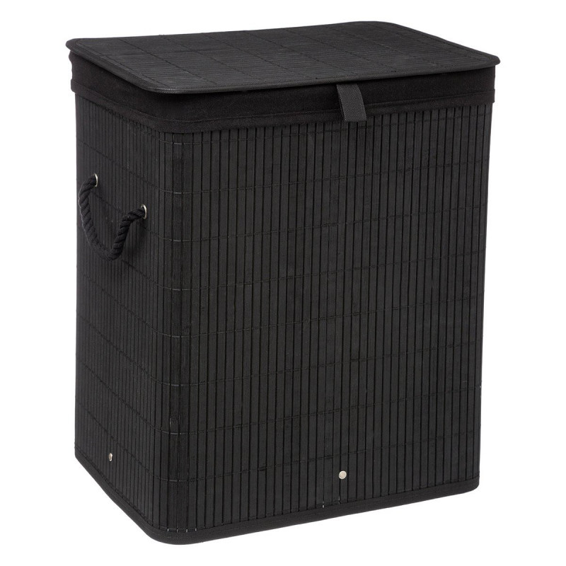 Panier à linge Bambou ou Noir 60 litres Atmosphéra