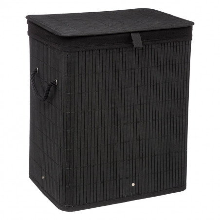 Panier à linge Bambou ou Noir 60 litres Atmosphéra